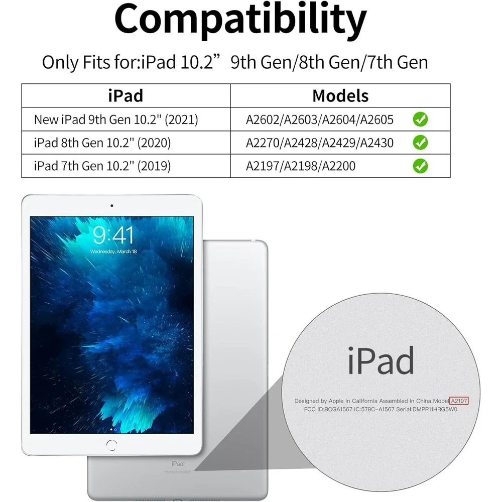 Bukoor Case for iPad 10.2 inch 9th/8th/7th Generation (2021/2020/2019) Pencil ho